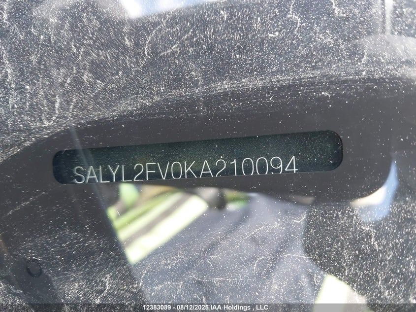2019 Land Rover Range Rover Velar VIN: SALYL2FV0KA210094 Lot: 12383089