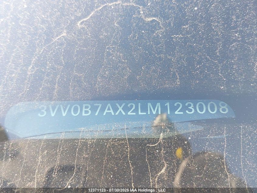 2020 Volkswagen Tiguan Trendline VIN: 3VV0B7AX2LM123008 Lot: 12371123X