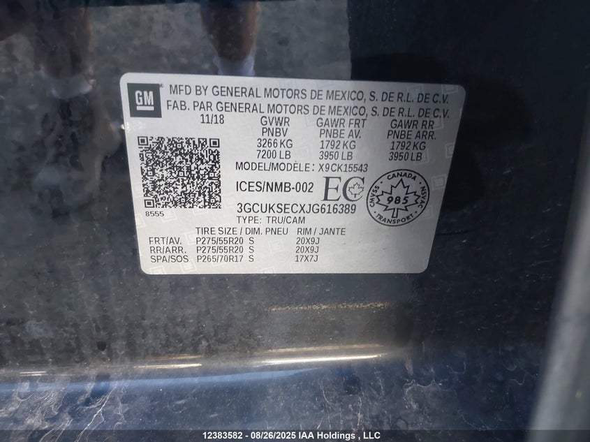 3GCUKSECXJG616389 2018 CHEVROLET SILVERADO photo no. 9