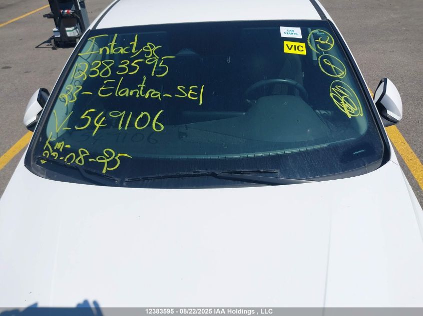 2023 Hyundai Elantra Sel VIN: KMHLM4AG4PU549106 Lot: 12383595