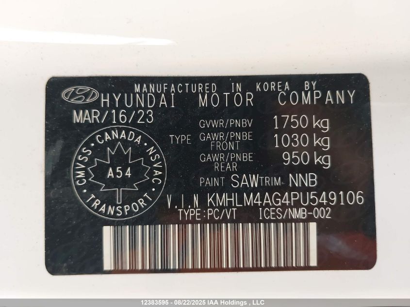 2023 Hyundai Elantra Sel VIN: KMHLM4AG4PU549106 Lot: 12383595