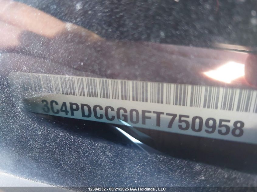 2015 Dodge Journey Sxt VIN: 3C4PDCCG0FT750958 Lot: 12384232