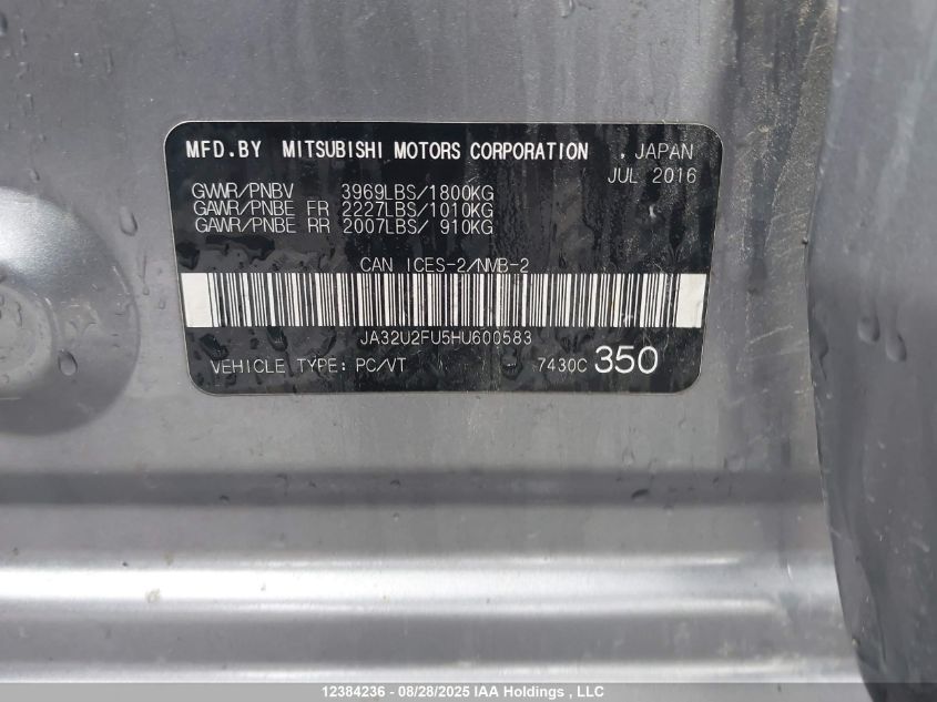 MITSUBISHI LANCER 2017 JA32U2FU5HU600583 Photo 9