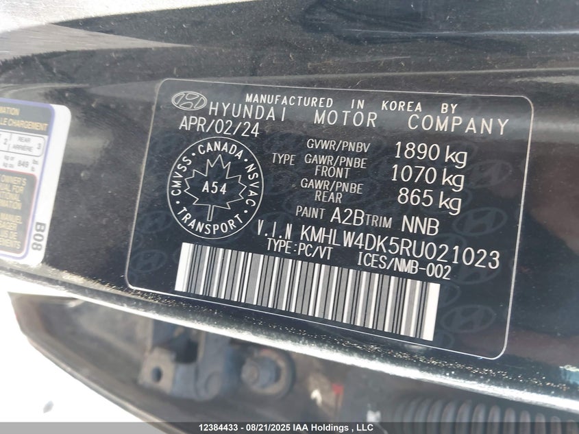 2024 Hyundai Elantra N Manual VIN: KMHLW4DK5RU021023 Lot: 12384433