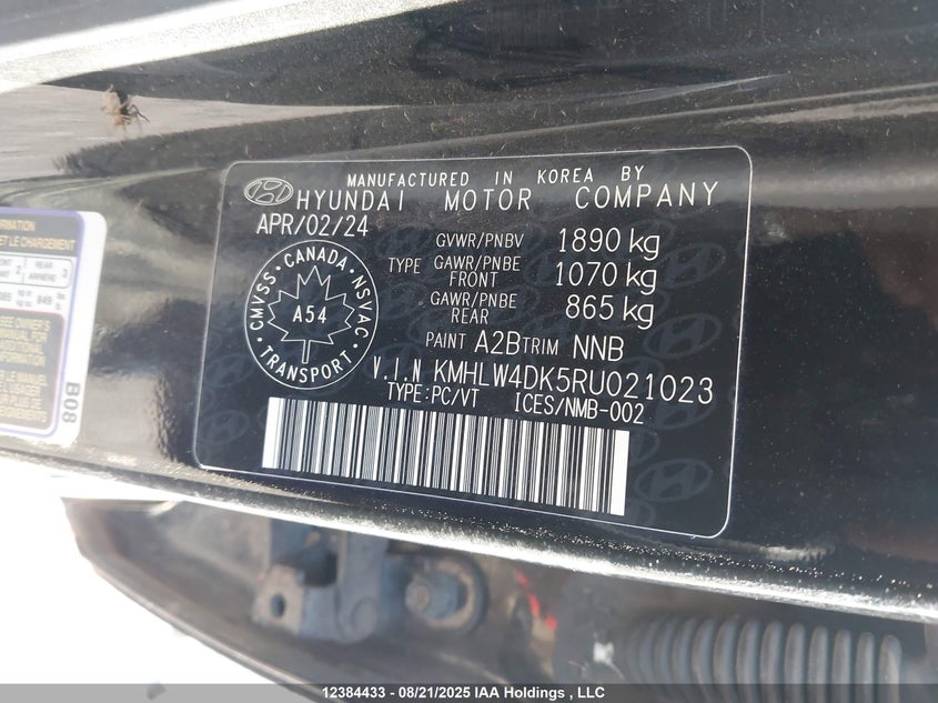 2024 Hyundai Elantra N Manual VIN: KMHLW4DK5RU021023 Lot: 12384433