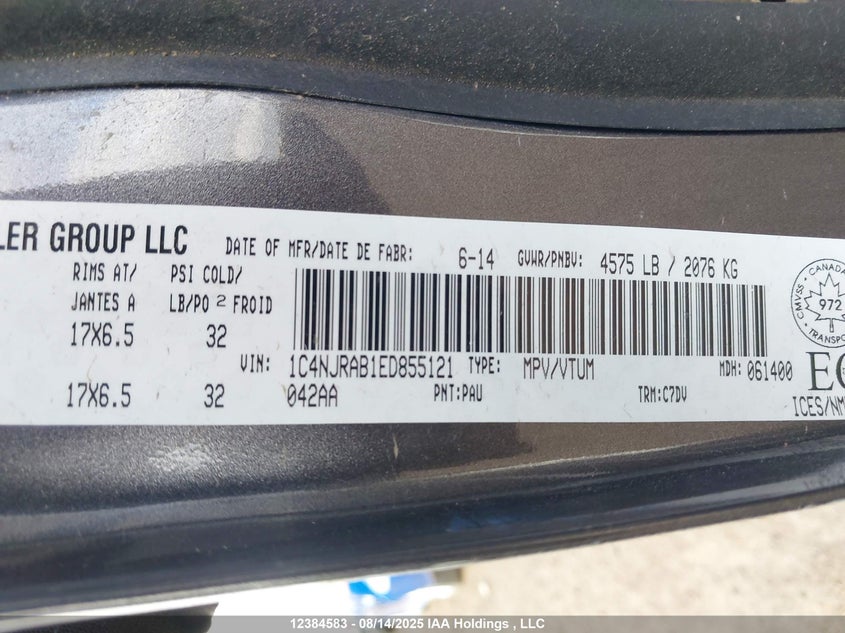 1C4NJRAB1ED855121 2014 JEEP LIBERTY (PATRIOT) photo no. 9