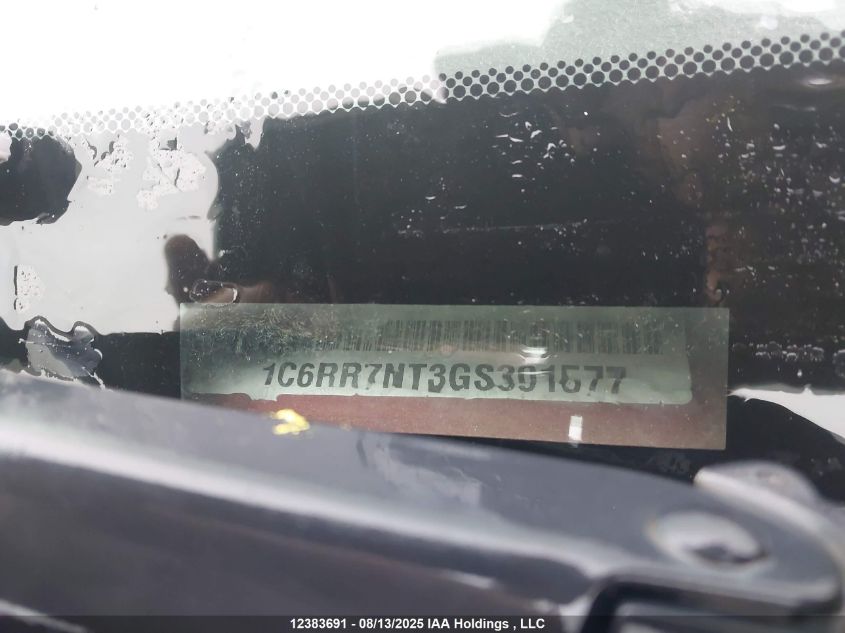 2016 Ram 1500 Laramie VIN: 1C6RR7NT3GS391577 Lot: 12383691X