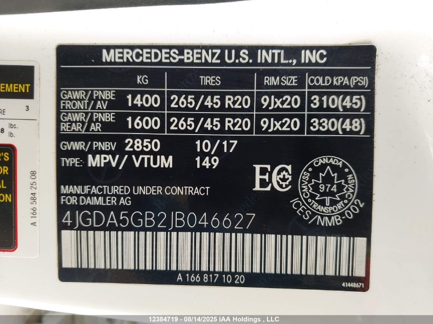 2018 Mercedes-Benz Gle 400 4Matic VIN: 4JGDA5GB2JB046627 Lot: 12384719