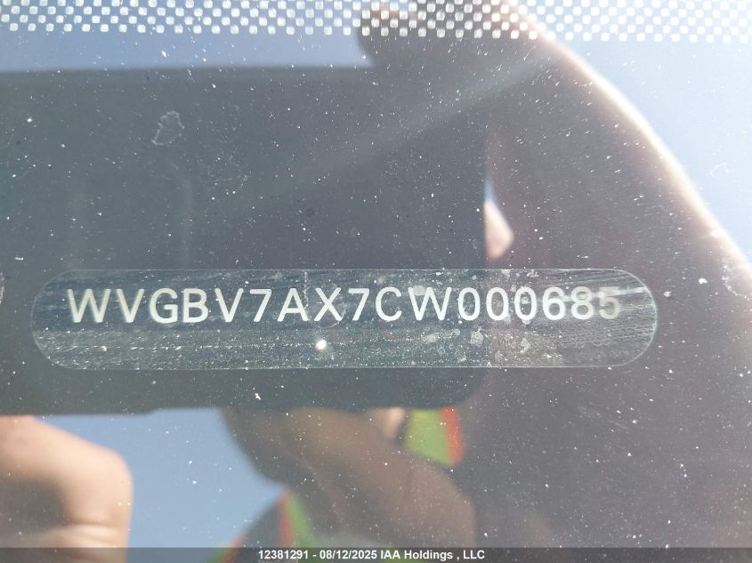 2012 Volkswagen Tiguan 2.0 Tsi Comfortline/2.0 Tsi Highline/2.0 Tsi Trendline VIN: WVGBV7AX7CW000685 Lot: 12381291X