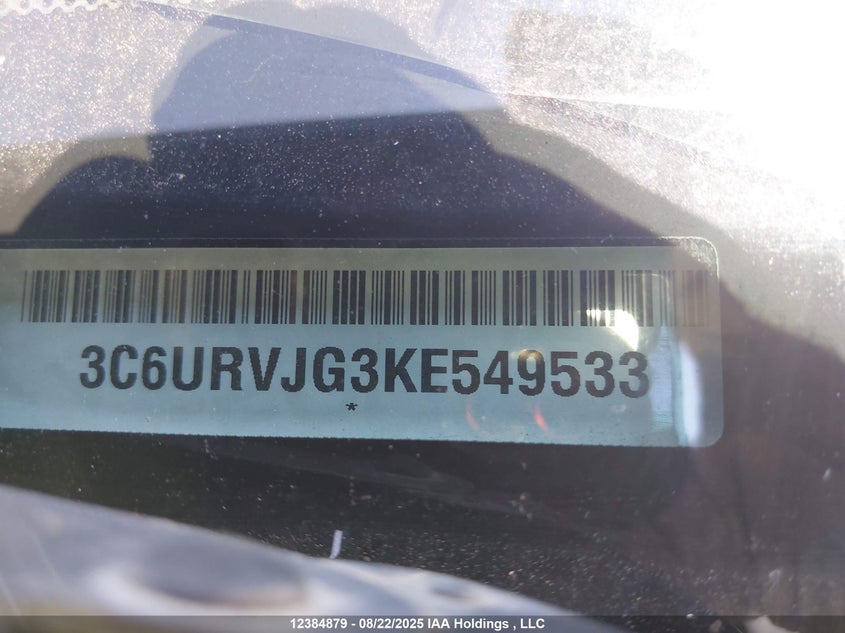 2019 Ram Promaster 3500 High Roof VIN: 3C6URVJG3KE549533 Lot: 12384879