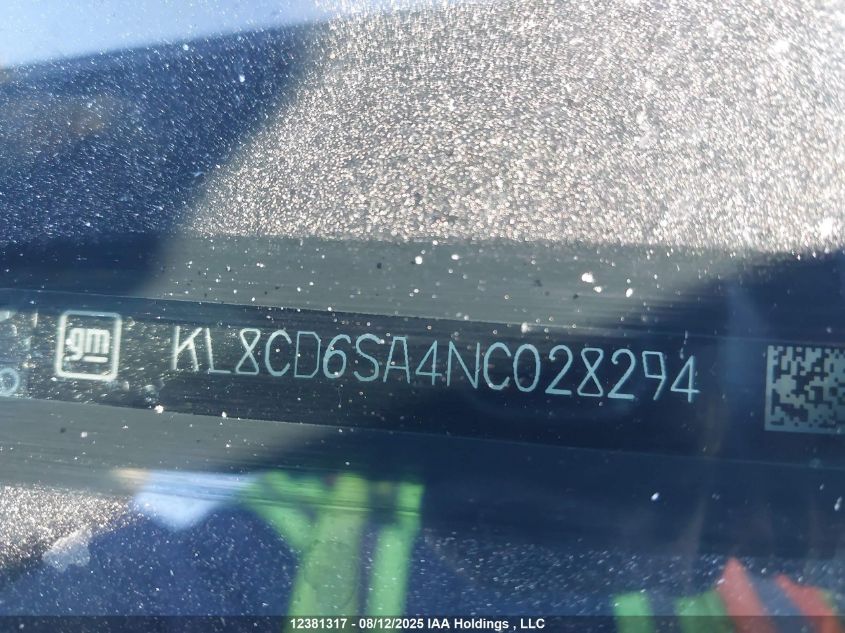 2022 Chevrolet Spark 1Lt Cvt VIN: KL8CD6SA4NC028294 Lot: 12381317X