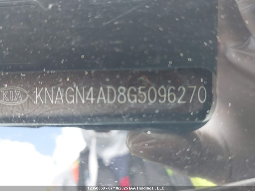 2016 Kia Optima Hybrid Ex/Ex Premium/Ex Tech VIN: KNAGN4AD8G5096270 Lot: 12358359X