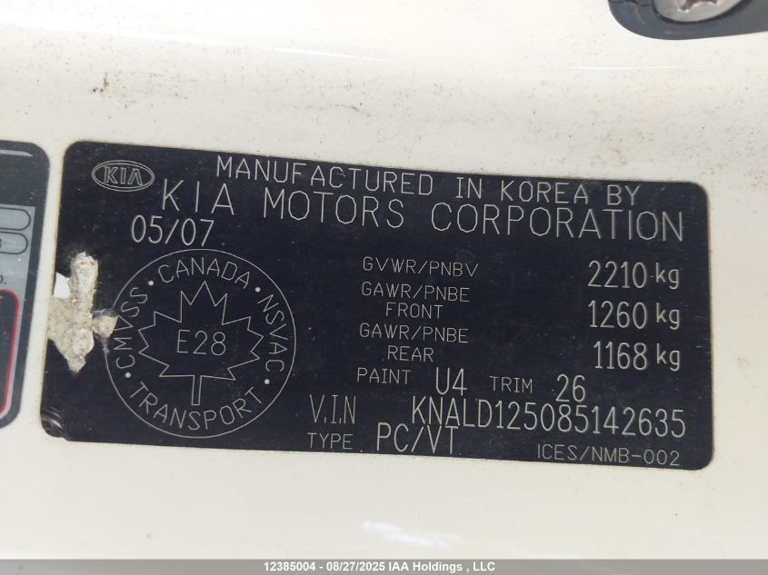 2008 Kia Amanti Luxury VIN: KNALD125085142635 Lot: 12385004