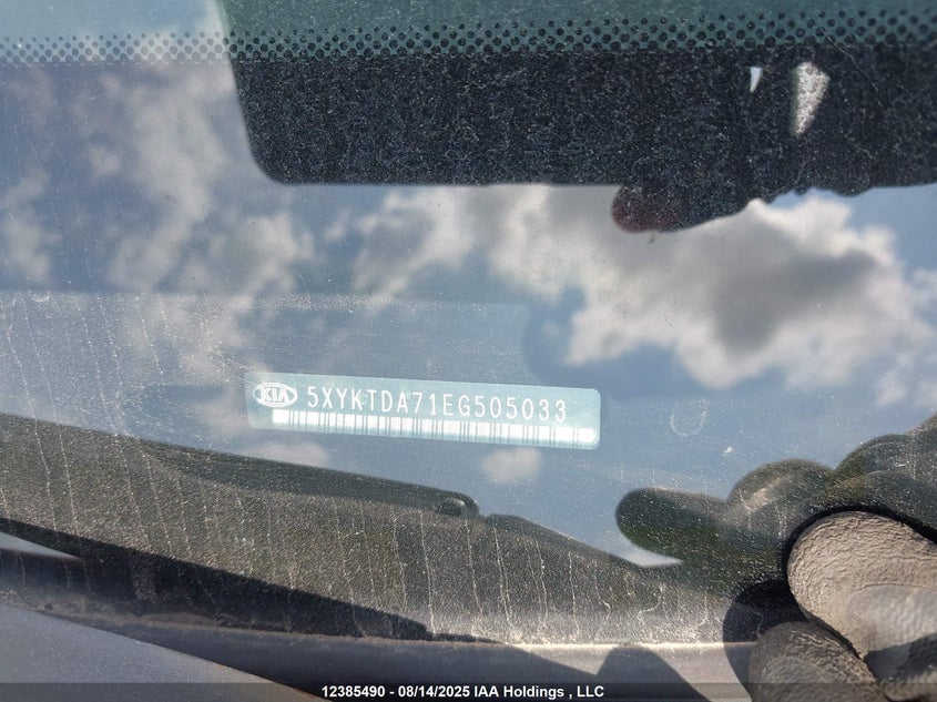 2014 Kia Sorento Lx V6 VIN: 5XYKTDA71EG505033 Lot: 12385490