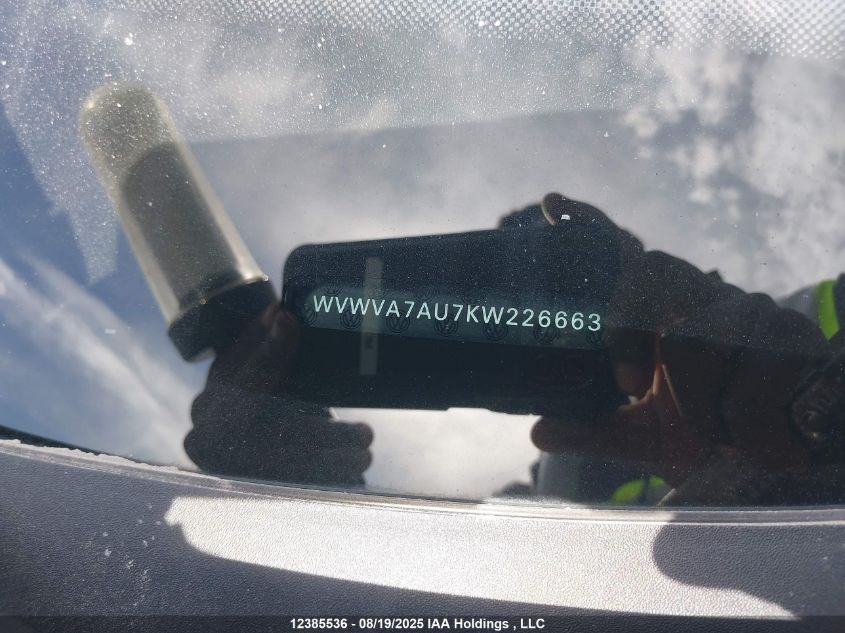 2019 Volkswagen Golf R 2.0 Tsi VIN: WVWVA7AU7KW226663 Lot: 12385536
