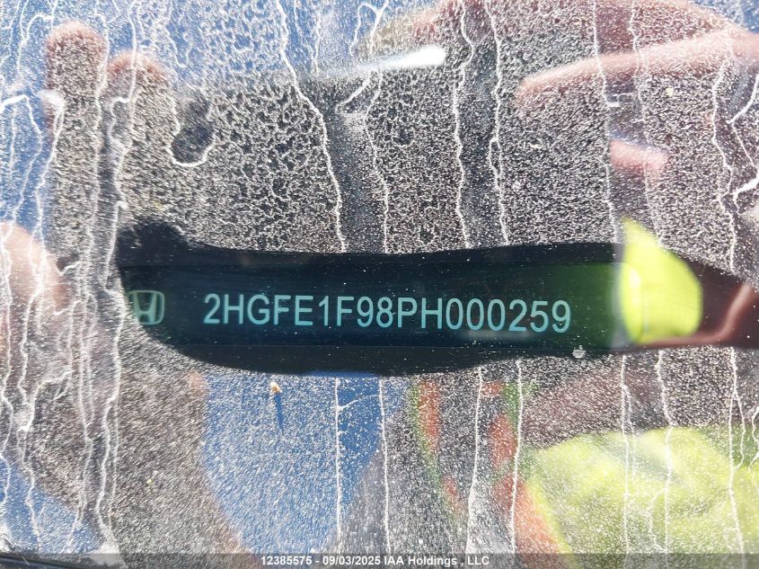 2023 Honda Civic Touring VIN: 2HGFE1F98PH000259 Lot: 12385575