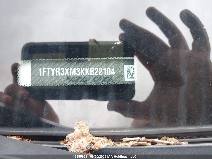 2019 Ford Transit-250 VIN: 1FTYR3XM3KKB22104 Lot: 12385921