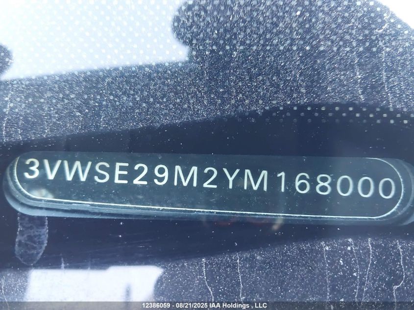 2000 Volkswagen Jetta Gls VIN: 3VWSE29M2YM168000 Lot: 12386059
