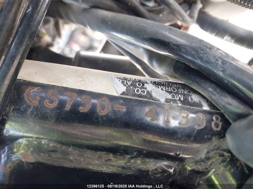 1978 Suzuki Gs750 VIN: GS75041398 Lot: 12386125