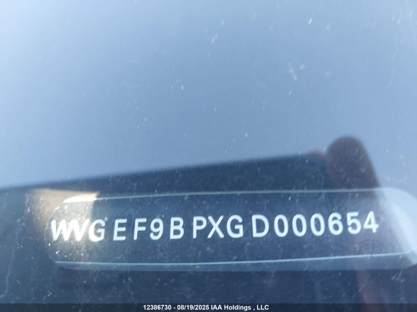 2016 Volkswagen Touareg 3.6L Comfortline/3.6L Execline/3.6L Highline/3.6L Sportline VIN: WVGEF9BPXGD000654 Lot: 12386730