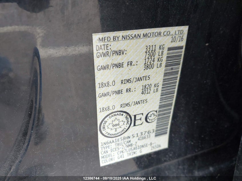 1N6AA1E58HN513763 2017 NISSAN TITAN photo no. 17
