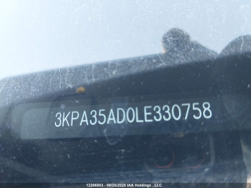 2020 Kia Rio Ex/Ex Sport VIN: 3KPA35AD0LE330758 Lot: 12386803