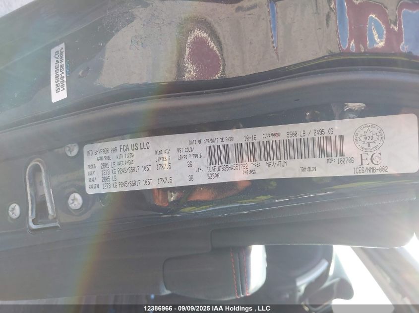 2017 Jeep Cherokee Trailhawk VIN: 1C4PJMBS5HW551762 Lot: 12386966