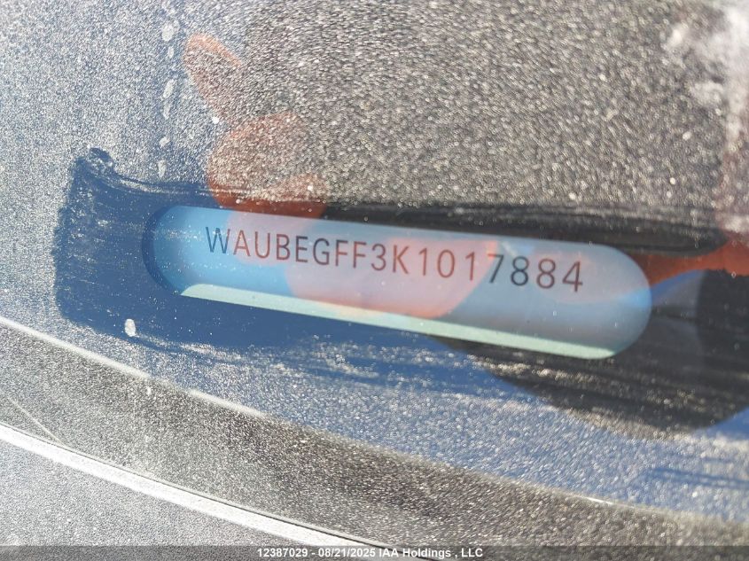 2019 Audi A3 VIN: WAUBEGFF3K1017884 Lot: 12387029