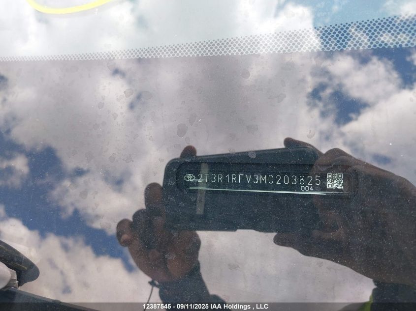 2021 Toyota Rav4 Xle/Xle Premium VIN: 2T3R1RFV3MC203625 Lot: 12387545