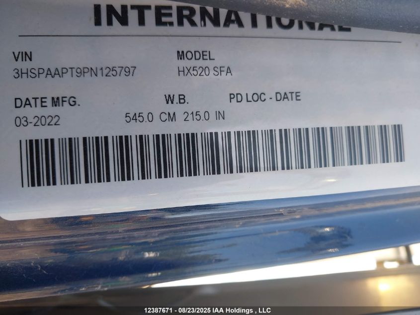 2023 International Hx520 VIN: 3HSPAAPT9PN125797 Lot: 12387671