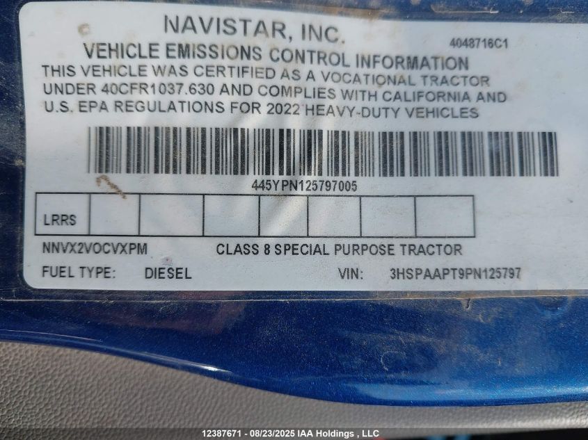 2023 International Hx520 VIN: 3HSPAAPT9PN125797 Lot: 12387671