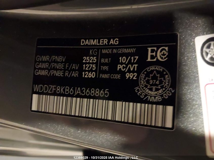 2018 Mercedes-Benz Amg E 63 S 4Matic VIN: WDDZF8KB6JA368865 Lot: 12388029