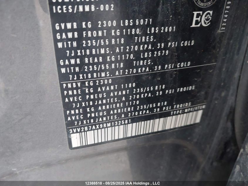 2024 Volkswagen Tiguan Se/Wolfsburg VIN: 3VV2B7AX9RM132581 Lot: 12388518