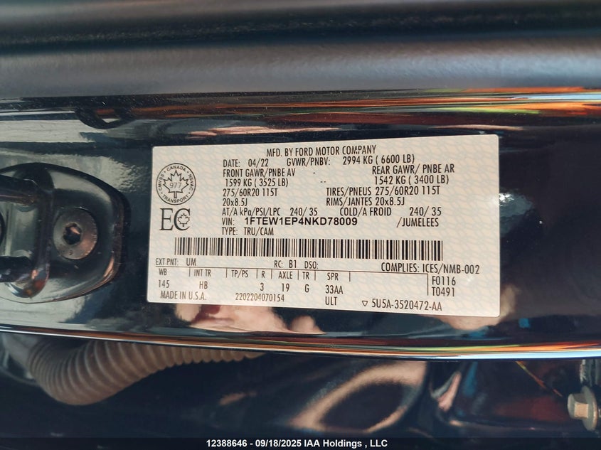 1FTEW1EP4NKD78009 2022 FORD F-150 photo no. 19