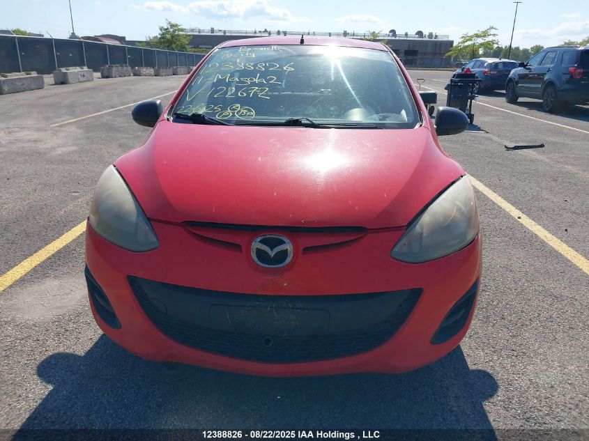 2011 Mazda Mazda2 VIN: JM1DE1HY2B0122672 Lot: 12388826
