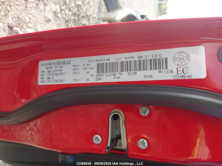 2018 Ram 1500 St VIN: 3C6RR7KT3JG167485 Lot: 12388838