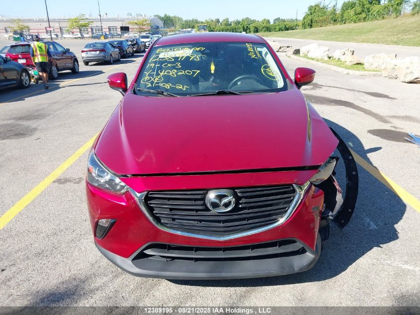 2019 Mazda Cx-3 Gs VIN: JM1DKDC7XK1408207 Lot: 12389195