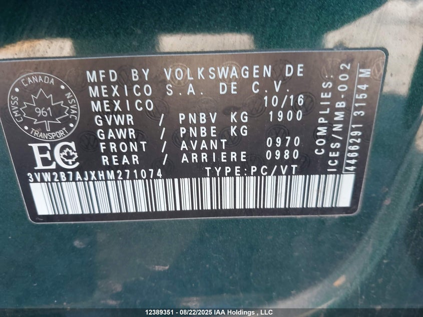 3VW2B7AJXHM271074 2017 VOLKSWAGEN JETTA photo no. 18