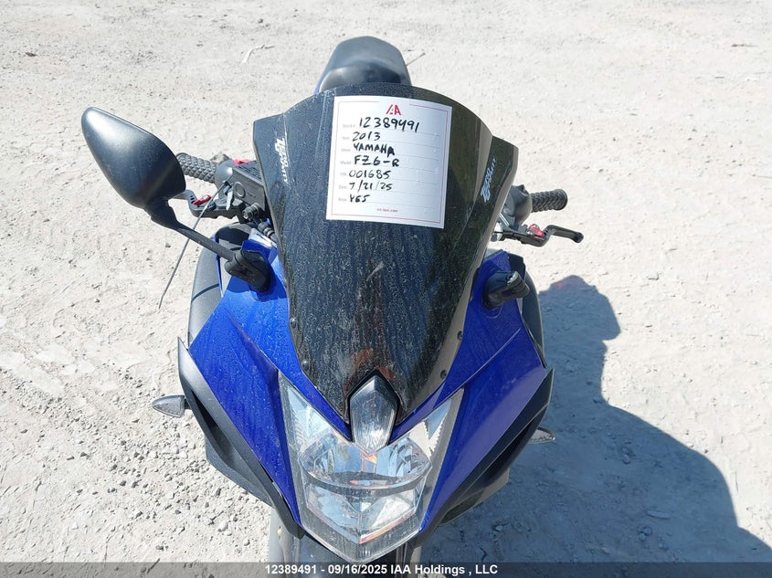 2013 Yamaha Fz6 R VIN: JYARJ18N9DA001685 Lot: 12389491