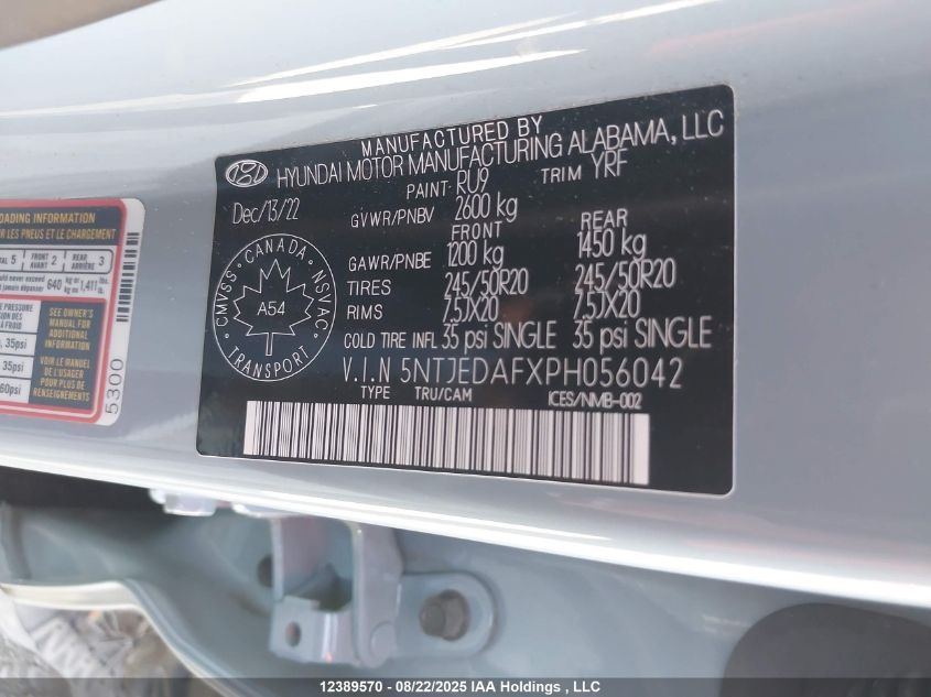 2023 Hyundai Santa Cruz Ultimate Awd With Colour Package VIN: 5NTJEDAFXPH056042 Lot: 12389570