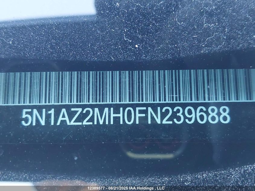 2015 Nissan Murano S/Sl/Sv/Platinum VIN: 5N1AZ2MH0FN239688 Lot: 12389577