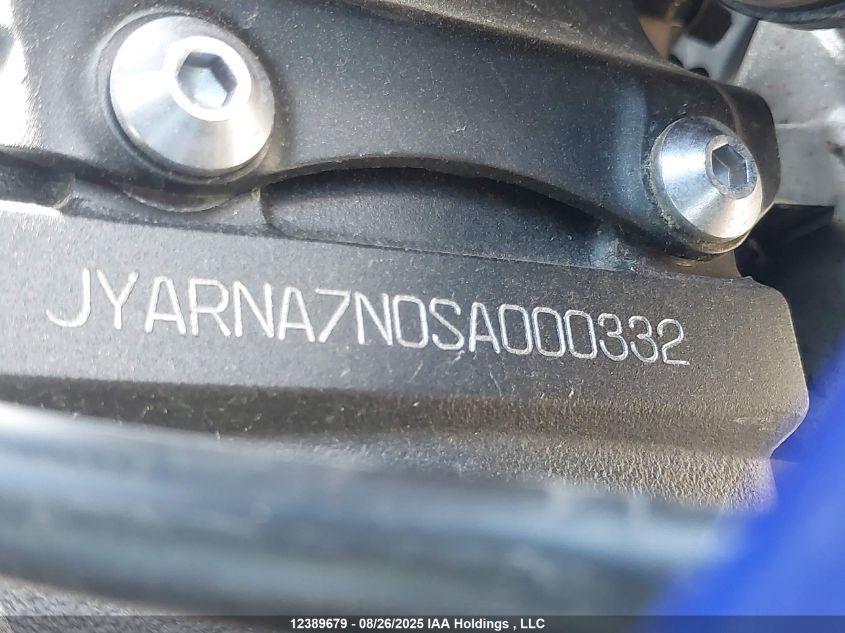 2025 Yamaha Yzf1000 VIN: JYARNA7N0SA000332 Lot: 12389679