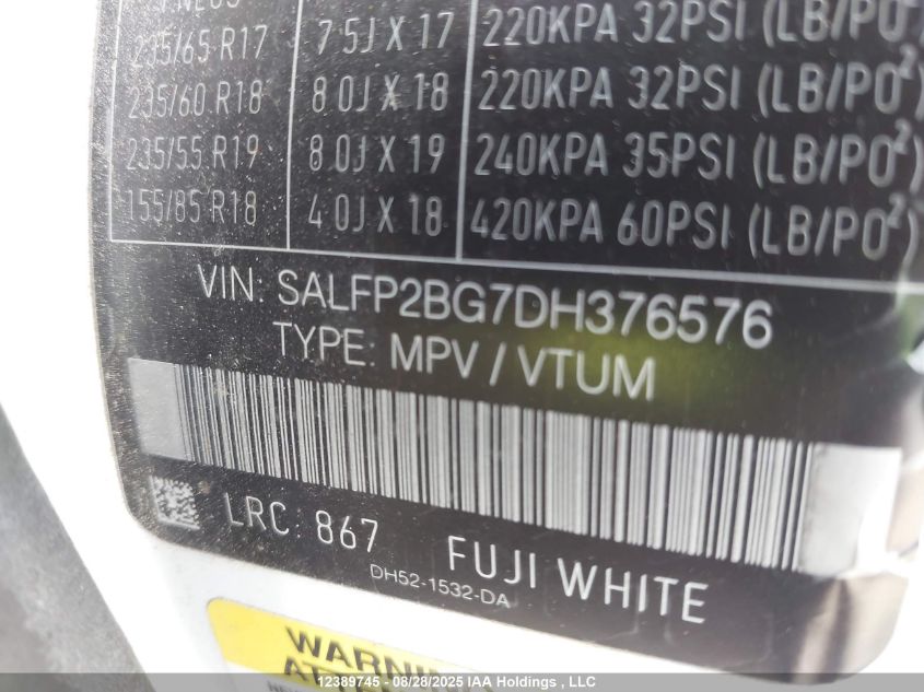 2013 Land Rover Lr2 VIN: SALFP2BG7DH376576 Lot: 12389745