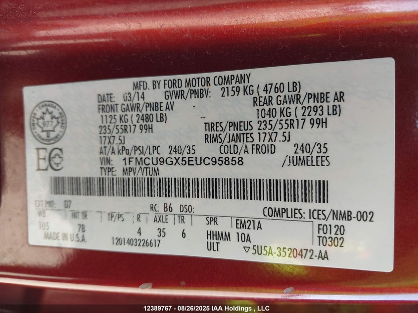 1FMCU9GX5EUC95858 2014 FORD ESCAPE photo no. 19