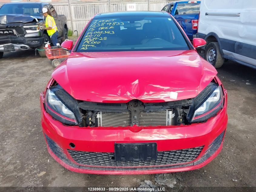 2015 Volkswagen Golf Gti VIN: 3VW4T7AU1FM005343 Lot: 12389833