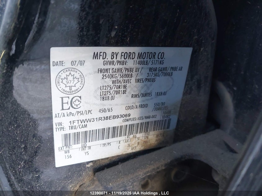 1FTWW31R38EB93069 2008 FORD F350 photo no. 9