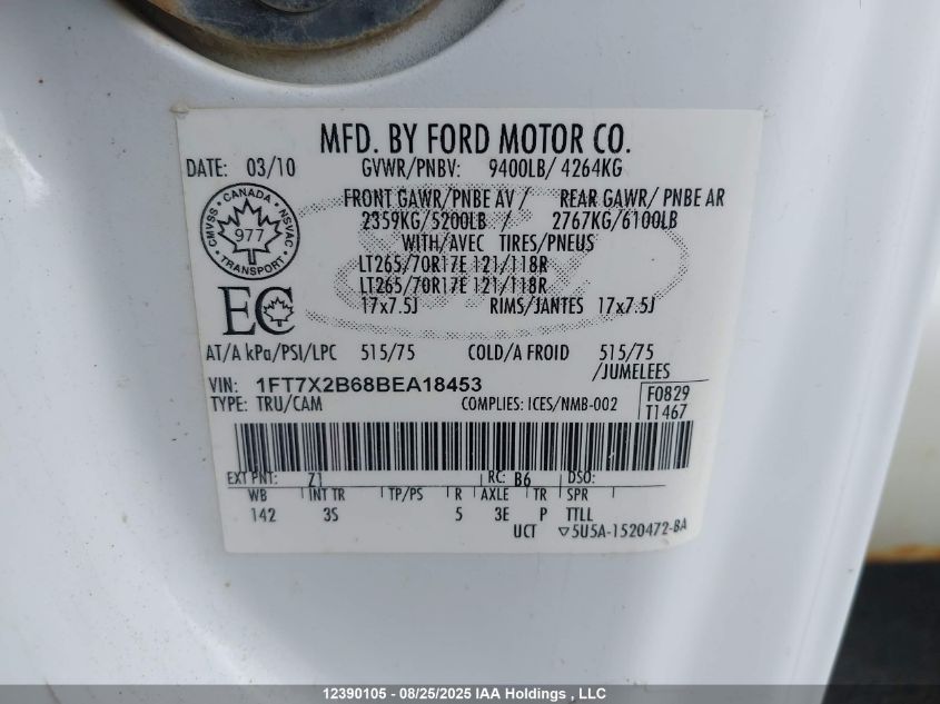 2011 Ford F-250 Xlt VIN: 1FT7X2B68BEA18453 Lot: 12390105