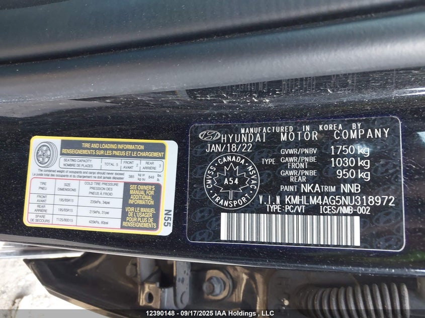 KMHLM4AG5NU318972 2022 HYUNDAI ELANTRA photo no. 18