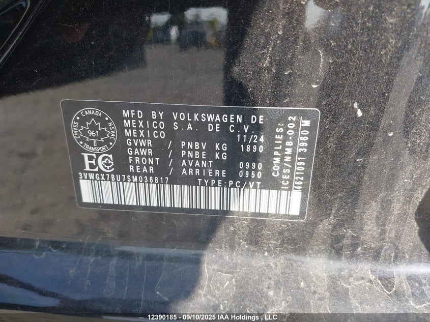 2025 Volkswagen Jetta Highline VIN: 3VWGX7BU7SM036817 Lot: 12390185