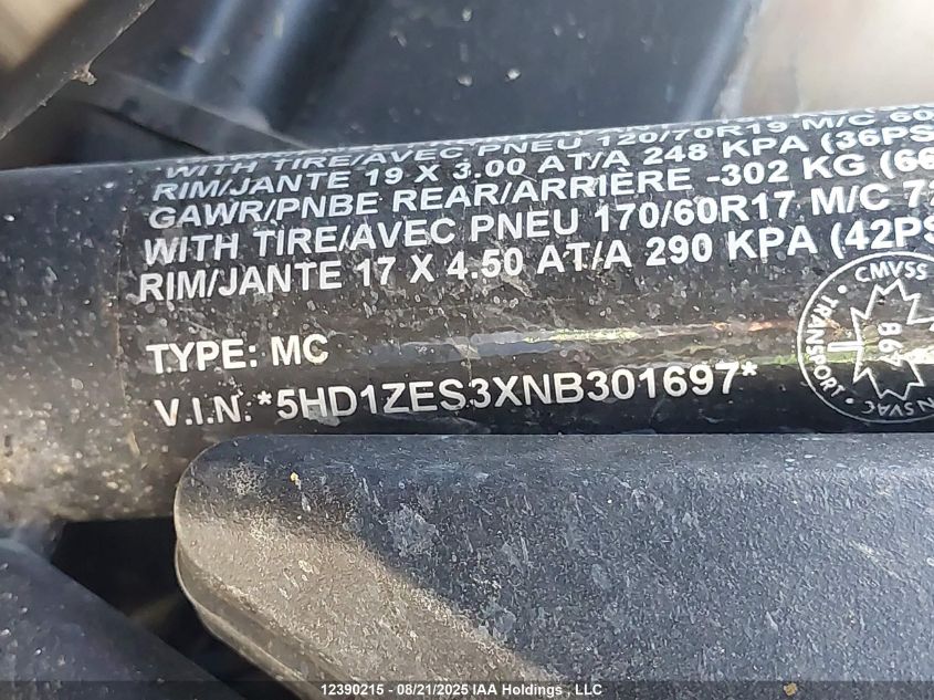 2022 Harley-Davidson Ra1250 S VIN: 5HD1ZES3XNB301697 Lot: 12390215